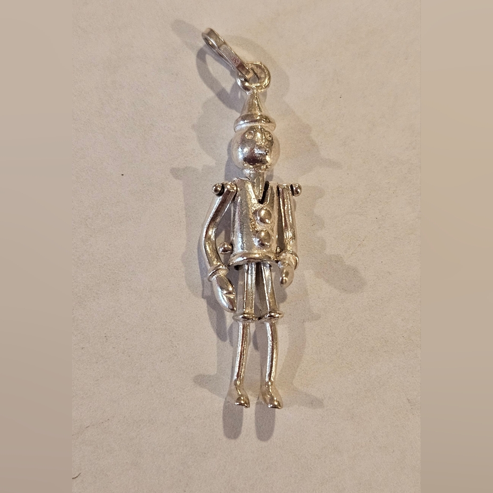 Sterling Silver 925 Articulated 3D Pinochio Pendant